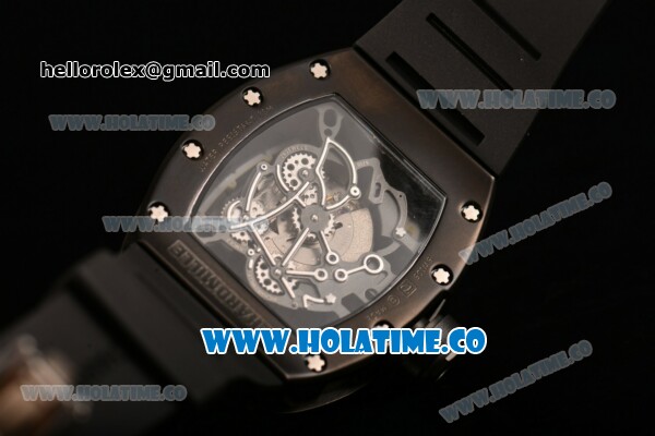 Richard Mille RM 055 Bubba Watson Tourbillon Manual Winding PVD Case with Skeleton Dial Black Rubber Strap and Yellow Inner Bezel - Click Image to Close
